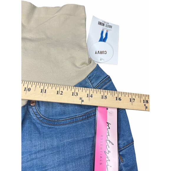 Haute Mama Maternity Curvy Denim Jeans With Stretch Belly Band Size Large - Picture 9 of 14